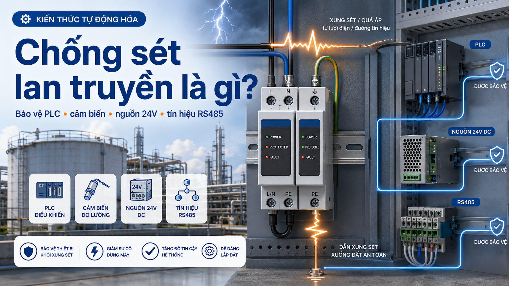 Chống sét lan truyền là gì trong hệ thống tự động hóa công nghiệp Chống sét lan truyền là gì trong hệ thống tự động hóa công nghiệp