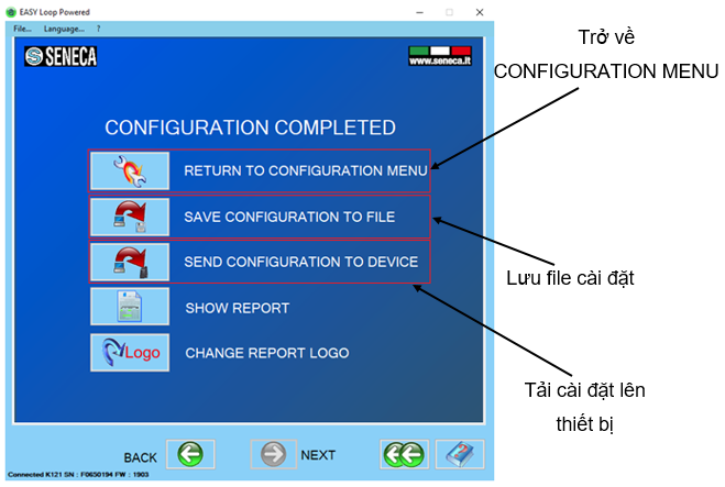 Giao diện bảng Configuration Completed