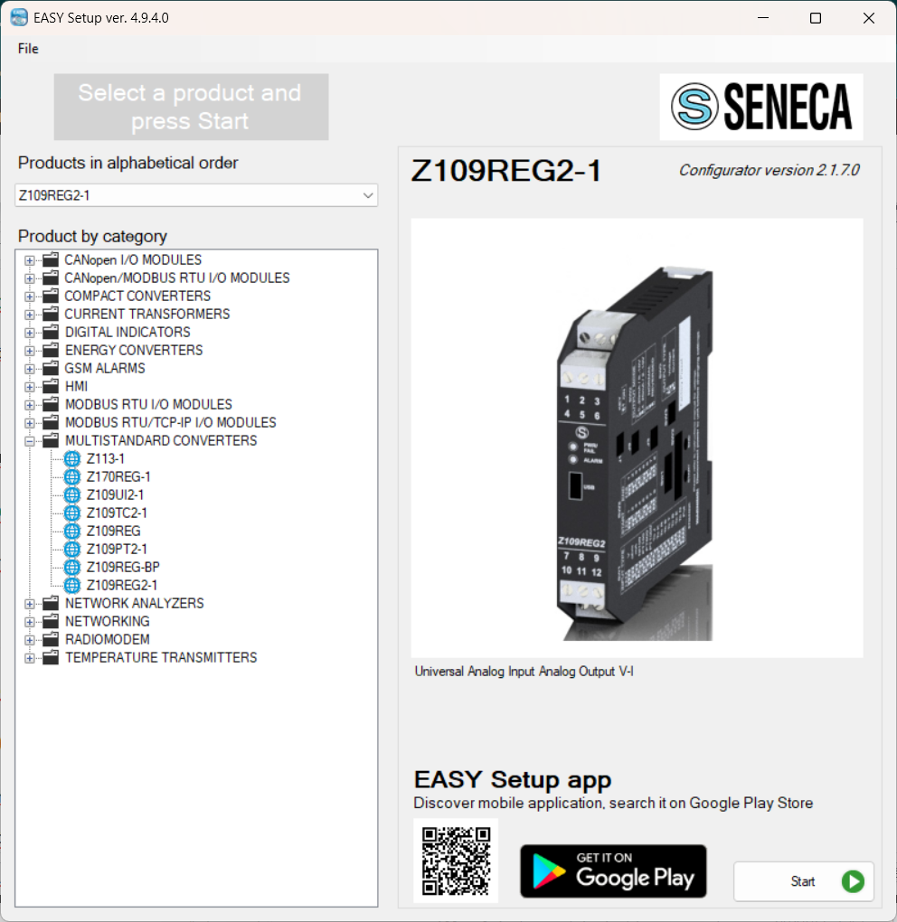 Cấu hình Seneca Z109REG2-1 bằng phần mềm EASY Setup