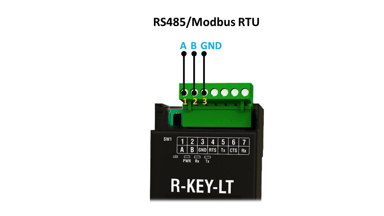 Đấu nối đầu vào cho R-Key-LT là Modbus RS485