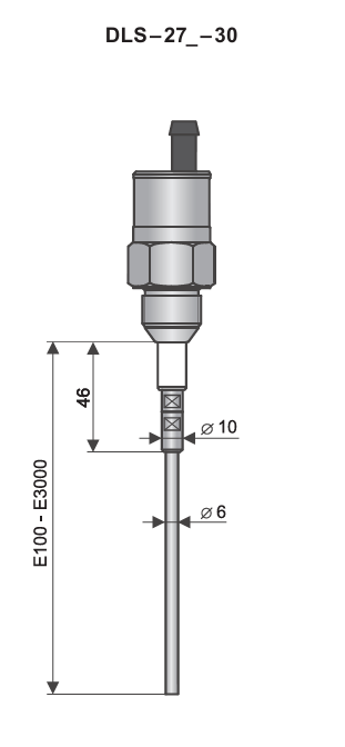 Cảm biến đo mức điện dung DLS-27-30 - Dimensional Drawing