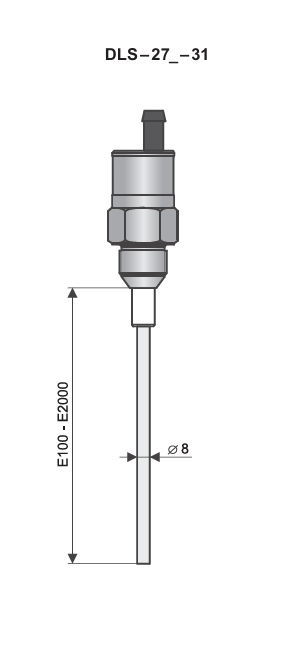 Cảm biến đo mức điện dung DLS-27-31 - Dimensional Drawing