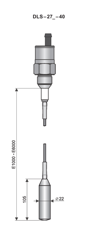Cảm biến đo mức điện dung DLS-27-40 - Dimensional Drawing