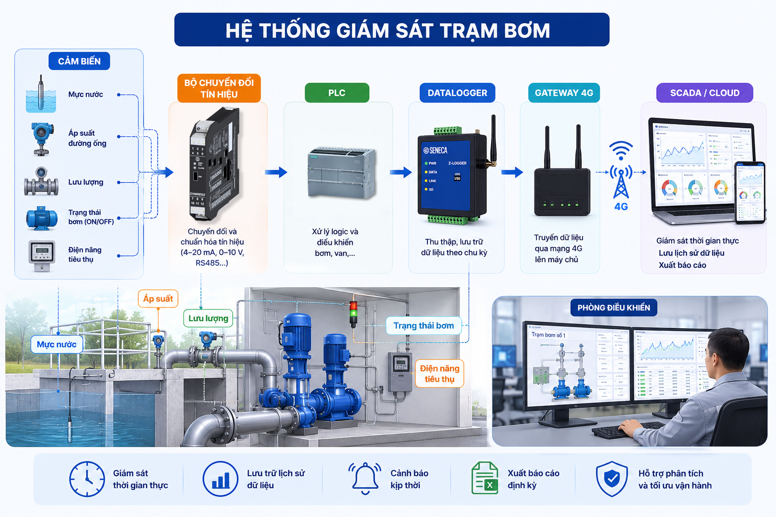 Ứng dụng Hệ thống thu thập dữ liệu cho giám sát trạm bơm công nghiệp
