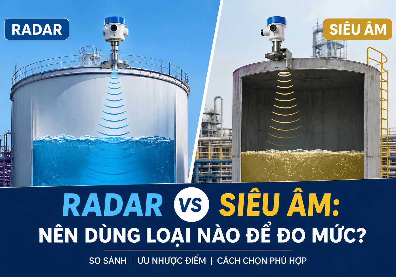 Radar hay siêu âm đo mức cho bồn bể và silo Radar hay siêu âm đo mức cho bồn bể và silo