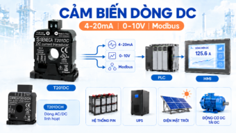 Cảm biến dòng DC Seneca T201DC đo dòng ắc quy và xuất 4-20mA