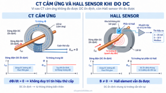 Vì sao cảm biến Hall đo được dòng DC còn CT không