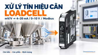Hệ cân bồn loadcell kết hợp Seneca Z-SG3 chuyển tín hiệu mV/V sang 4–20 mA, 0–10 V và Modbus.
